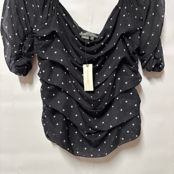 by Anthropologie Shirred Mesh Polka Dot Black XL NWT - Picture 5 of 9